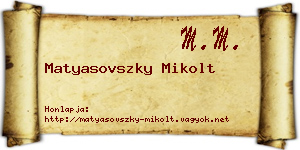 Matyasovszky Mikolt névjegykártya